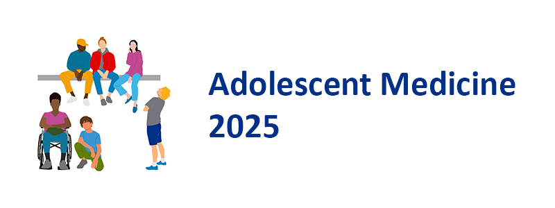 Adolescent Medicine Banner with vector images of teens