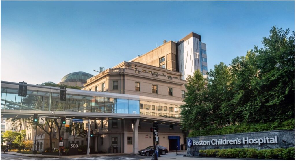 Exterior of Boston Children's Hospital entrance on Longwood Avenue