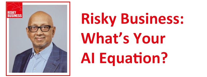 Venkat Venkatraman headshot with text that says "Risky Business: What's Your AI Equation?"